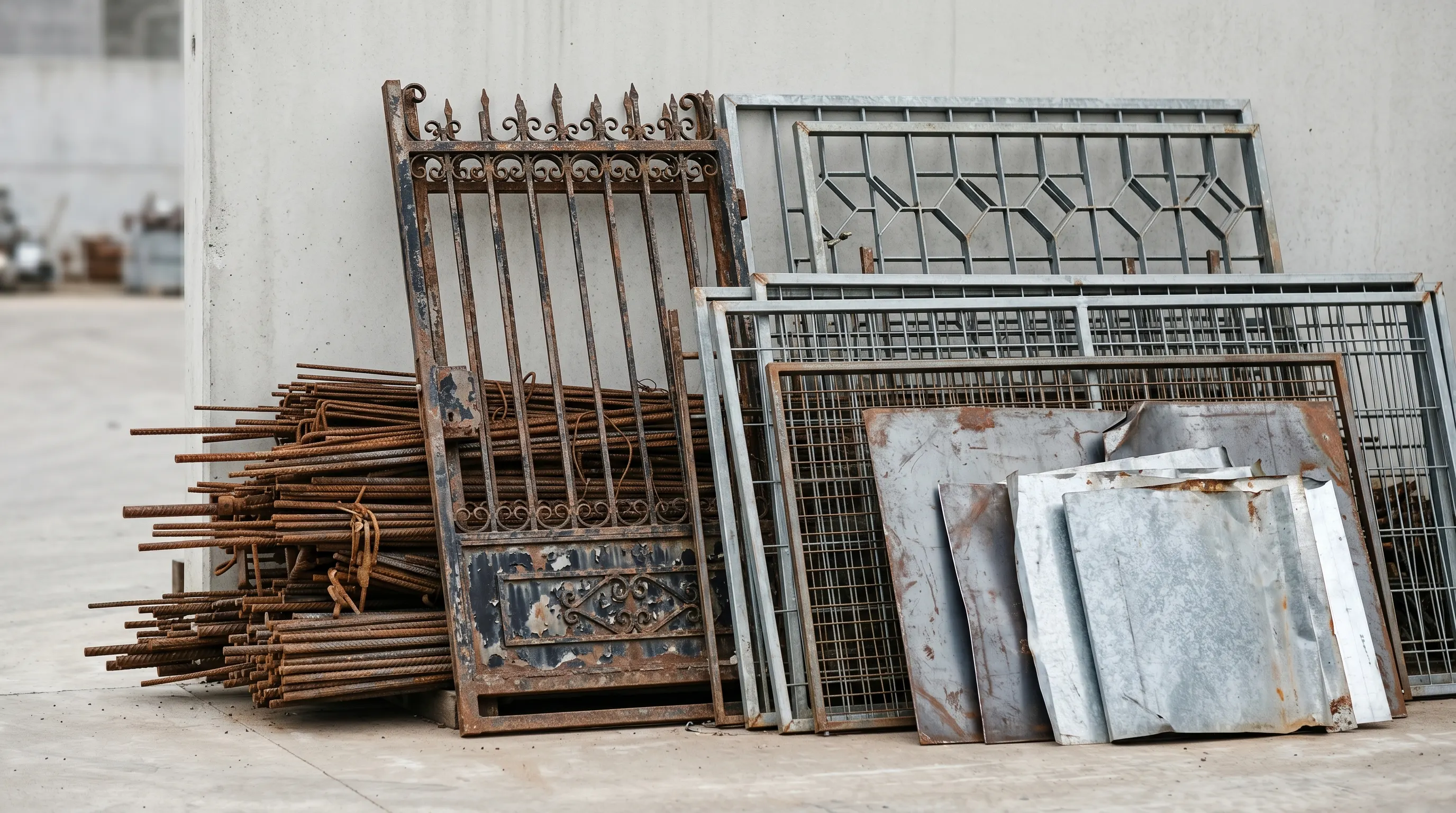 Iron and steel scrap buyers in Chennai with metal rods and gates