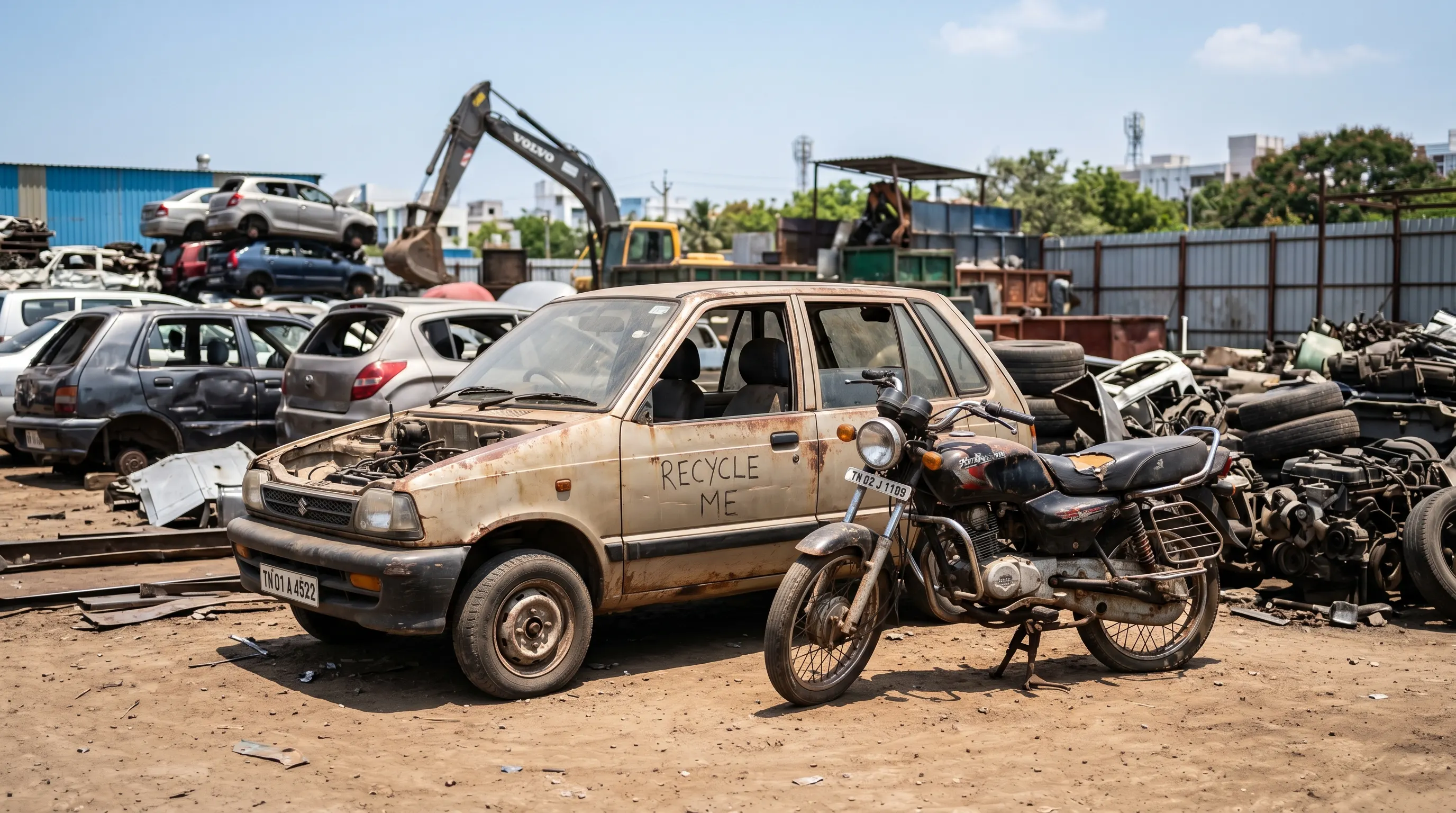 Old vehicle scrap buyers in Chennai with an end-of-life car